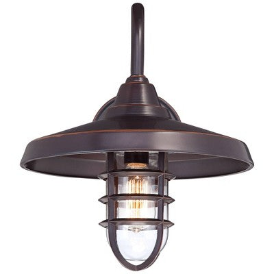  John Timberland Marlowe Rustic Industrial Farmhouse Outdoor Wall Light Fixture Painted Bronze Cage 16 3/4" Clear Glass For Post Exterior Barn Deck
