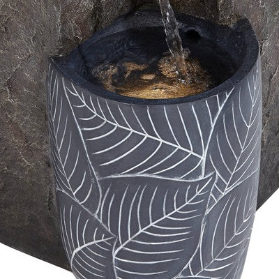  John Timberland Bali Rustic 4-Tier Cascading Bowls Outdoor Floor Water Fountain With LED Light 32 3/4" For Yard Garden Patio Home Deck