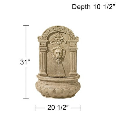  John Timberland Lion Face Rustic Outdoor Wall Water Fountain 31" Regal For Yard Garden Patio Home Deck Porch House Exterior Balcony Roof Relaxation