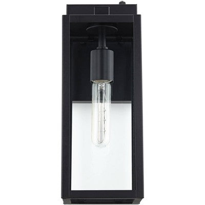  John Timberland Titan Modern Outdoor Wall Light Fixtures Set Of 2 Mystic Black Dusk To Dawn 14" Clear Glass For Post Exterior Barn Deck