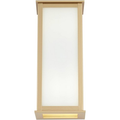  John Timberland Modern Outdoor Wall Light Fixture Warm Gold 12 3/4" Milky White Glass Shade For Exterior Barn Deck House Porch Yard Patio Outside Home