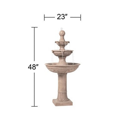  John Timberland Stafford Rustic 3 Tier Cascading Bubbler Outdoor Floor Water Fountain 48" For Yard Garden Patio Home Deck Porch House Exterior Balcony
