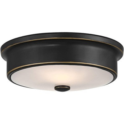  John Timberland Aabria 11 3/4" Wide High Modern Outdoor Flush-Mount Light Fixture Ceilng Porch House Weatherproof Matte Black Metal Glass Shade
