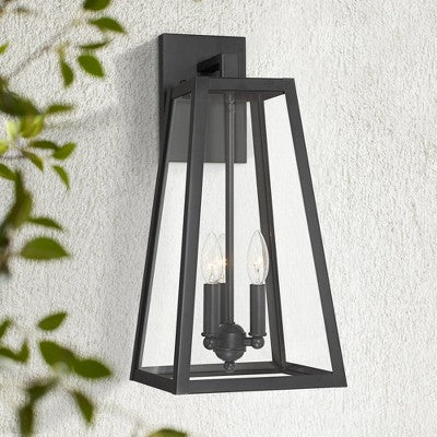  John Timberland Arrington Modern Outdoor Wall Light Fixture Mystic Black Metal 20" Clear Glass For Post Exterior Barn Deck House Porch Yard Posts Home