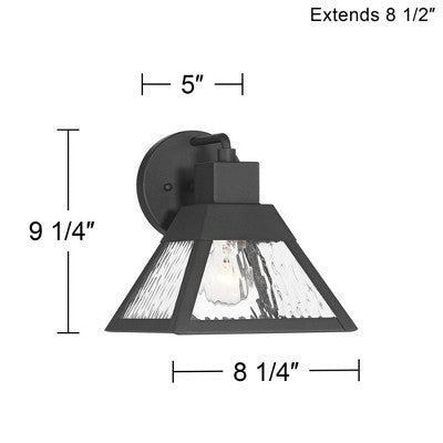  John Timberland Delia 9 1/4" High Modern Outdoor Wall Light Fixture Mount Porch House Weatherproof Textured Black Finish Metal Clear Glass Shade