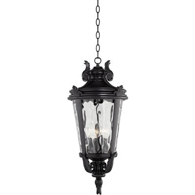  John Timberland Casa Marseille Rustic Outdoor Hanging Light Black Scroll 26 1/4" Clear Water Glass Damp Rated For Post Exterior Barn Deck House Porch