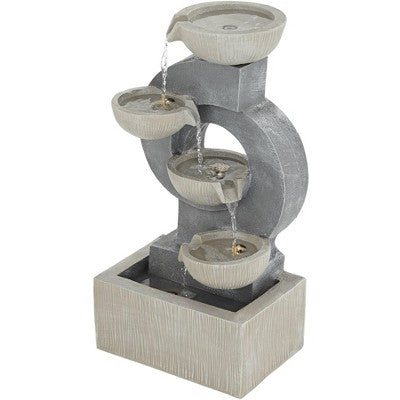  Tarin Four Bowl 23 1/2" High Large Modern Indoor Outdoor Decor Gray Faux Stone Floor Fountain With Light LED Cascading Outside