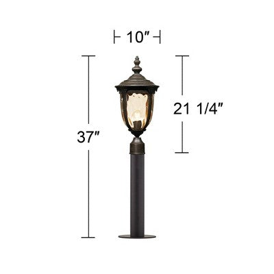  John Timberland Outdoor Post Light Fixture LED Veranda Bronze 37" Clear Hammered Glass For Exterior House Porch Patio Garden Yard