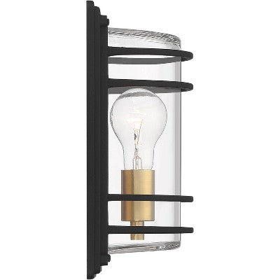 John Timberland Habitat Modern Industrial Outdoor Wall Light Fixture Black Brass 11" Clear Glass For Post Exterior Barn Deck House Porch Yard Patio