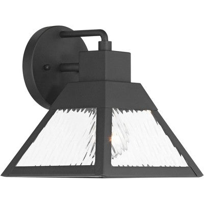  John Timberland Delia 9 1/4" High Modern Outdoor Wall Light Fixture Mount Porch House Weatherproof Textured Black Finish Metal Clear Glass Shade
