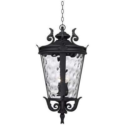  John Timberland Casa Marseille Rustic Outdoor Light Textured Black Scroll 30" Clear Hammered Glass Damp Rated For Post Exterior Barn Deck House Porch