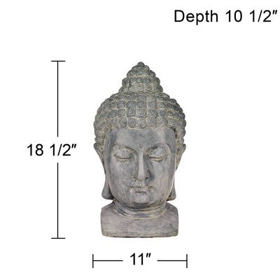  John Timberland Meditating Buddha Head Statue Sculpture Garden Decor Outdoor Front Porch Patio Yard Outside Home Gray Faux Stone 18 1/2" Tall