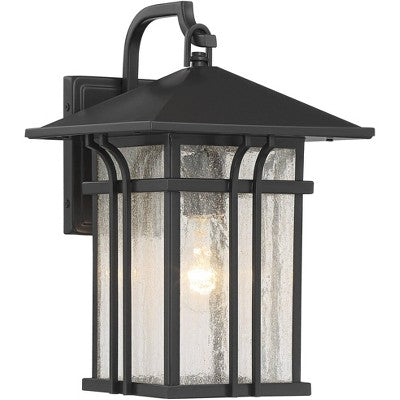  John Timberland Mission Outdoor Wall Light Fixture Painted Bronze 14" Seeded Clear Glass Lantern For House Porch Patio Deck