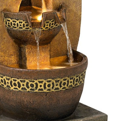  John Timberland Outdoor Floor Water Fountain Four Bowl Cascading Waterfall 41" Tall For Yard Garden Lawn