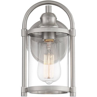  John Timberland Avani Rustic Farmhouse Outdoor Wall Light Fixture Brushed Nickel 10 1/4" Clear Glass For Exterior Barn Deck House Porch Yard Patio