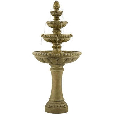  Sag Harbor 66" High Large Italian Outdoor Decor Sand Stone Floor Fountain With Light LED 4-Tier Outside Garden Patio Yard Backyard