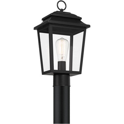  John Timberland Bellis Verde 16" High Traditional Outdoor Post Mount Light Fixture Pole Porch Waterproof Textured Black Metal Clear Glass Shade