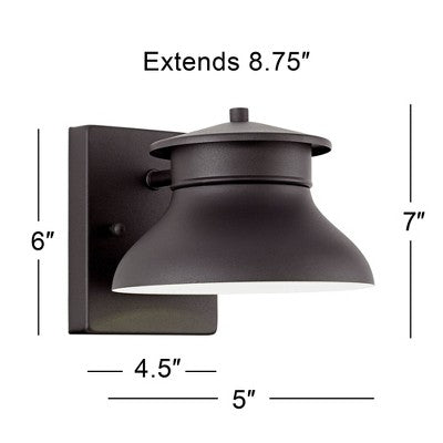  John Timberland Farmhouse Industrial Rustic Outdoor Barn Light Fixtures Set Of 2 Black LED Dark Sky 5" For Exterior Deck House Porch Yard Patio Garage