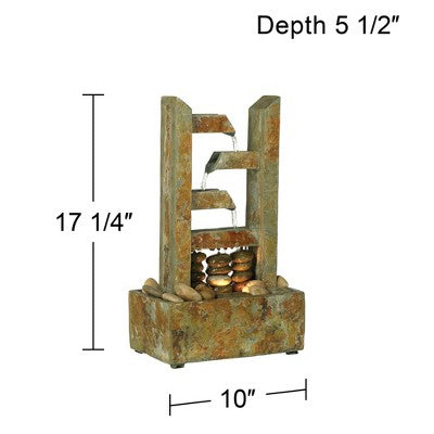  John Timberland Zigzag Zen Modern Cascading Indoor Tabletop Water Fountain With Light 17 1/4" For Table Office Desk Home Bedroom House Living Room