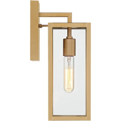  John Timberland Modern Outdoor Wall Light Fixture Soft Gold 14 1/4" Clear Glass For Exterior Barn Deck House Home Porch Yard Patio
