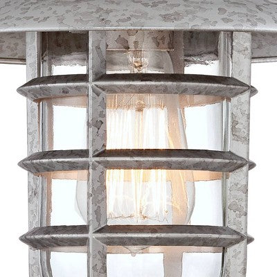  John Timberland Marlowe 13 1/4" High Farmhouse Rustic Hooded Cage Outdoor Wall Light Fixture Mount Porch House Set Of 2 Galvanized Clear Glass Shade