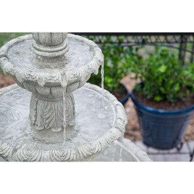  Ibiza 46" High Large Italian Outdoor Decor Sand Stone Floor Fountain With Light LED 3-Tier Outside Garden Patio Yard Backyard