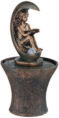  John Timberland Crescent Moon Modern Bubbler Outdoor Floor Water Fountain With LED Light 34" For Yard Garden Patio Home Deck Porch Exterior Balcony