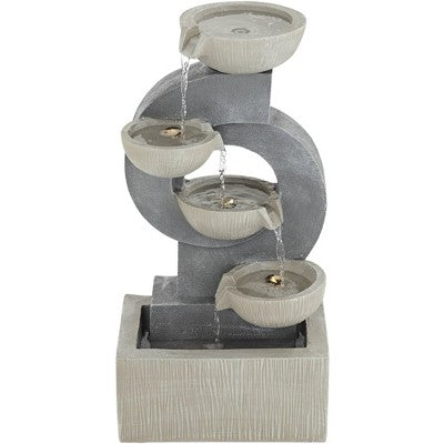  Tarin Four Bowl 23 1/2" High Large Modern Indoor Outdoor Decor Gray Faux Stone Floor Fountain With Light LED Cascading Outside