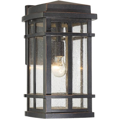  John Timberland Neri Mission Outdoor Wall Light Fixture Oil Rubbed Bronze 16" Clear Seedy Glass For Post Exterior Barn Deck House Porch Yard Patio