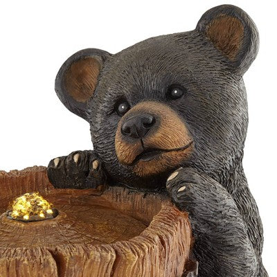  John Timberland Bears On Log Rustic Lodge Bubbler Outdoor Floor Water Fountain With LED Light 28 1/2" For Yard Garden Patio Home Deck Porch Exterior