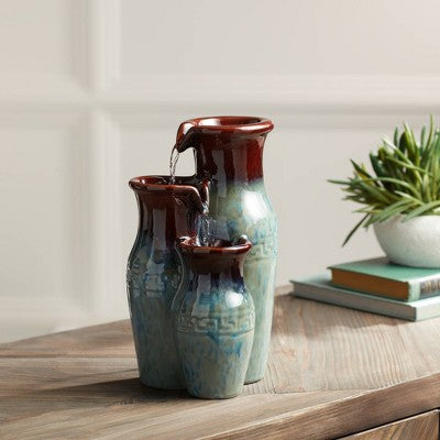 John Timberland Zen Indoor Tabletop Water Fountain 11 1/2" High Mediterranean Jar Cascading For Table Desk Office Home Bedroom