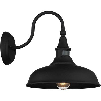 John Timberland Gough Rustic Industrial Wall Light Fixture Set Of 2 Texturized Black Dusk To Dawn Motion Sensor 12 1/2" For Post Exterior Barn Deck