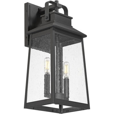  John Timberland Jubliee 17 1/4" High Modern Outdoor Wall Light Fixture Mount Porch House Exterior 2-Light Weatherproof Black Metal Clear Glass Shade