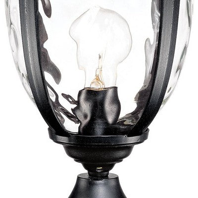  John Timberland Bellagio Rustic Post Light Textured Black With Pier Mount 22 3/4" Hammered Glass For Exterior Light Barn Deck House Porch Yard Patio