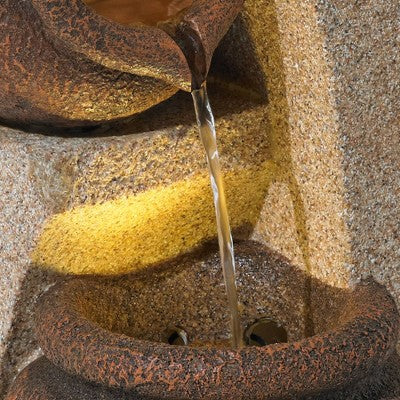 John Timberland Tipping Jugs Rustic Cascading Outdoor Floor Water Fountain With LED Light 30" For Yard Garden Patio Home Deck Porch House Roof