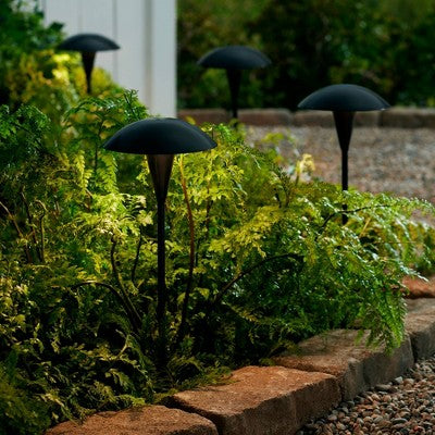  John Timberland Grant 18" High Black LED Mushroom Path Lights Set Of 2