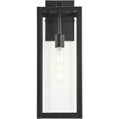 John Timberland Titan Modern Outdoor Wall Light Fixtures Set Of 2 Mystic Black Rectangular Frame 20" Clear Glass For Post Exterior Barn