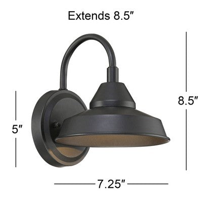  John Timberland Westley Rustic Farmhouse Outdoor Barn Light Fixture Black LED Gooseneck Arm Dark Sky 8 1/2" For Exterior Deck House Porch Yard Patio