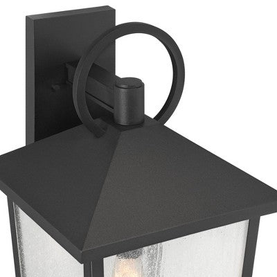  John Timberland Westmont 22" High Modern Outdoor Wall Light Fixture Mount Porch House Exterior Weatherproof Sand Black Aluminum Seeded Glass Shade