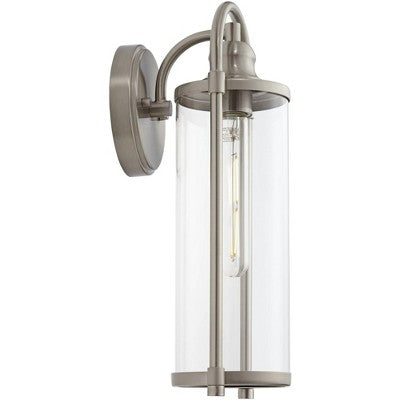  John Timberland Avani 15 1/2" High Modern Indoor/Outdoor Wall Light Porch House Edison Bulb Silver Brushed Nickel Finish Metal Clear Glass Shade