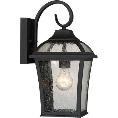  John Timberland Mosconi Rustic Outdoor Wall Lights Fixture Set Of 2 Textured Black 15" Clear Seedy Glass For Post Exterior Barn Deck House Porch Yard