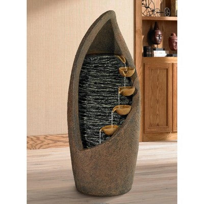  John Timberland Modern Rustic Outdoor Floor Water Fountain With Light LED 34 1/2" High Cascading For Yard Garden Patio Deck