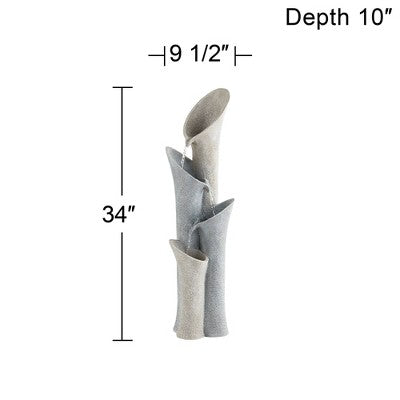  John Timberland Bell Modern Zen 4 Tier Cascading Outdoor Floor Water Fountain 34" For Yard Garden Patio Home Deck Porch House Exterior Balcony Roof