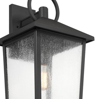  John Timberland Westmont 22" High Modern Outdoor Wall Light Fixture Mount Porch House Exterior Weatherproof Sand Black Aluminum Seeded Glass Shade