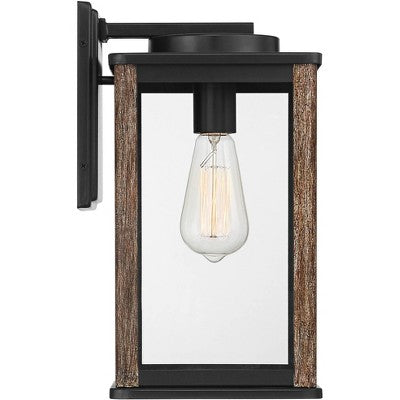  John Timberland Wordsworth Field Rustic Farmhouse Outdoor Wall Light Fixture Dark Bronze Wood Grain 14 1/4" Clear Glass Panels For Post Exterior Deck