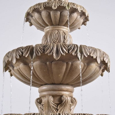  Ibiza 62" High Large Italian Outdoor Decor Sand Stone Floor Fountain With Light LED 3-Tier Outside Garden Patio Yard Backyard