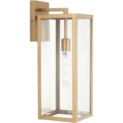  John Timberland Titan Modern Outdoor Wall Light Fixture Soft Gold 20 1/4" Clear Glass For Post Exterior Barn Deck House Porch Yard Posts Patio Home