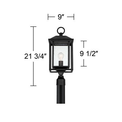  John Timberland Califa Modern Outdoor Post Light Black Metal Cage 21 3/4" Clear Seedy Glass For Exterior Barn Deck House Porch Yard Patio Home Outside