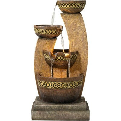  John Timberland Outdoor Floor Water Fountain Four Bowl Cascading Waterfall 41" Tall For Yard Garden Lawn