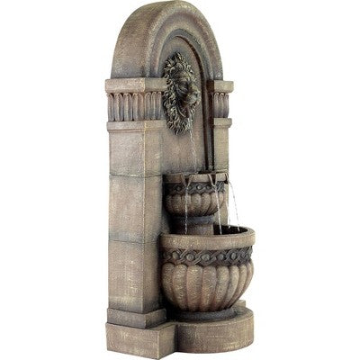  John Timberland Roman Outdoor Floor Water Fountain With Light LED 50" High 2-Tier Lion Face For Yard Garden Patio Deck Home